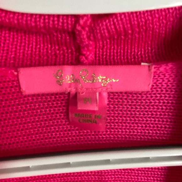 Lilly Pulitzer Tatum Long Fringe Hem Cardigan Hot Pink Sz Medium - Picture 3 of 13